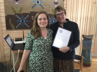 2018 års stipendiat Siw Burman. (till höger)
